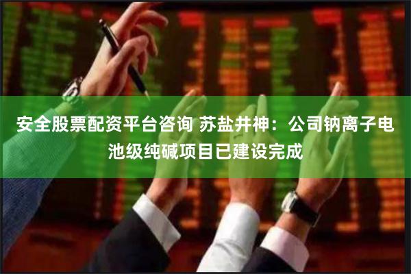 安全股票配资平台咨询 苏盐井神：公司钠离子电池级纯碱项目已建设完成