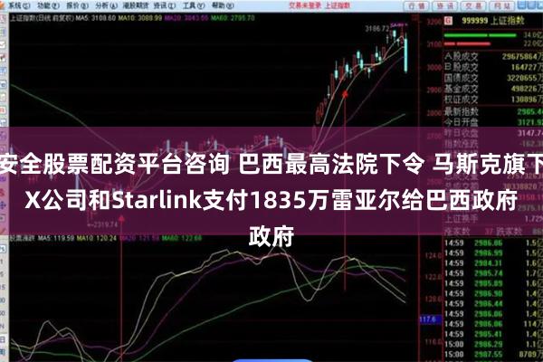安全股票配资平台咨询 巴西最高法院下令 马斯克旗下X公司和Starlink支付1835万雷亚尔给巴西政府