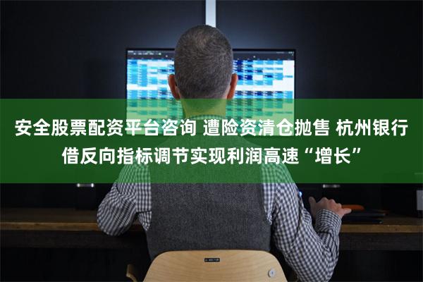 安全股票配资平台咨询 遭险资清仓抛售 杭州银行借反向指标调节实现利润高速“增长”