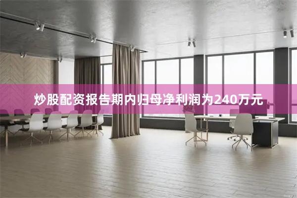 炒股配资报告期内归母净利润为240万元